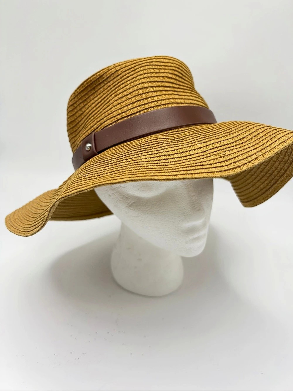 Sun N Sand Paper Braid Wide Brim Fedora Sun Hat Tan Brown Band OS